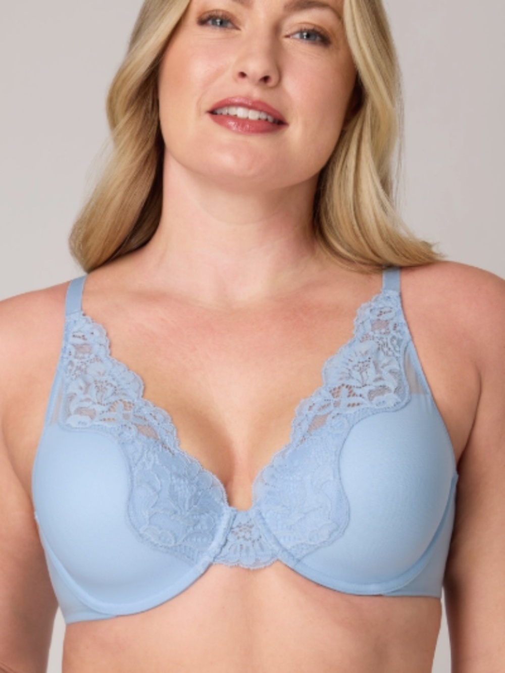Bali One Smooth U Comfort Stretch Lace Underwire Bra Upstate Blue 40C 12184